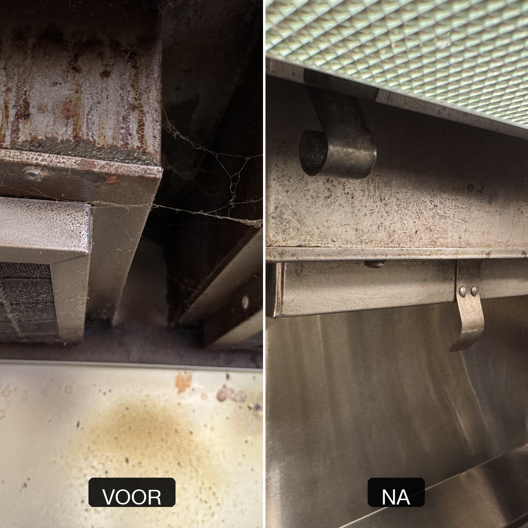 Voor en na, industriële dampkap horeca